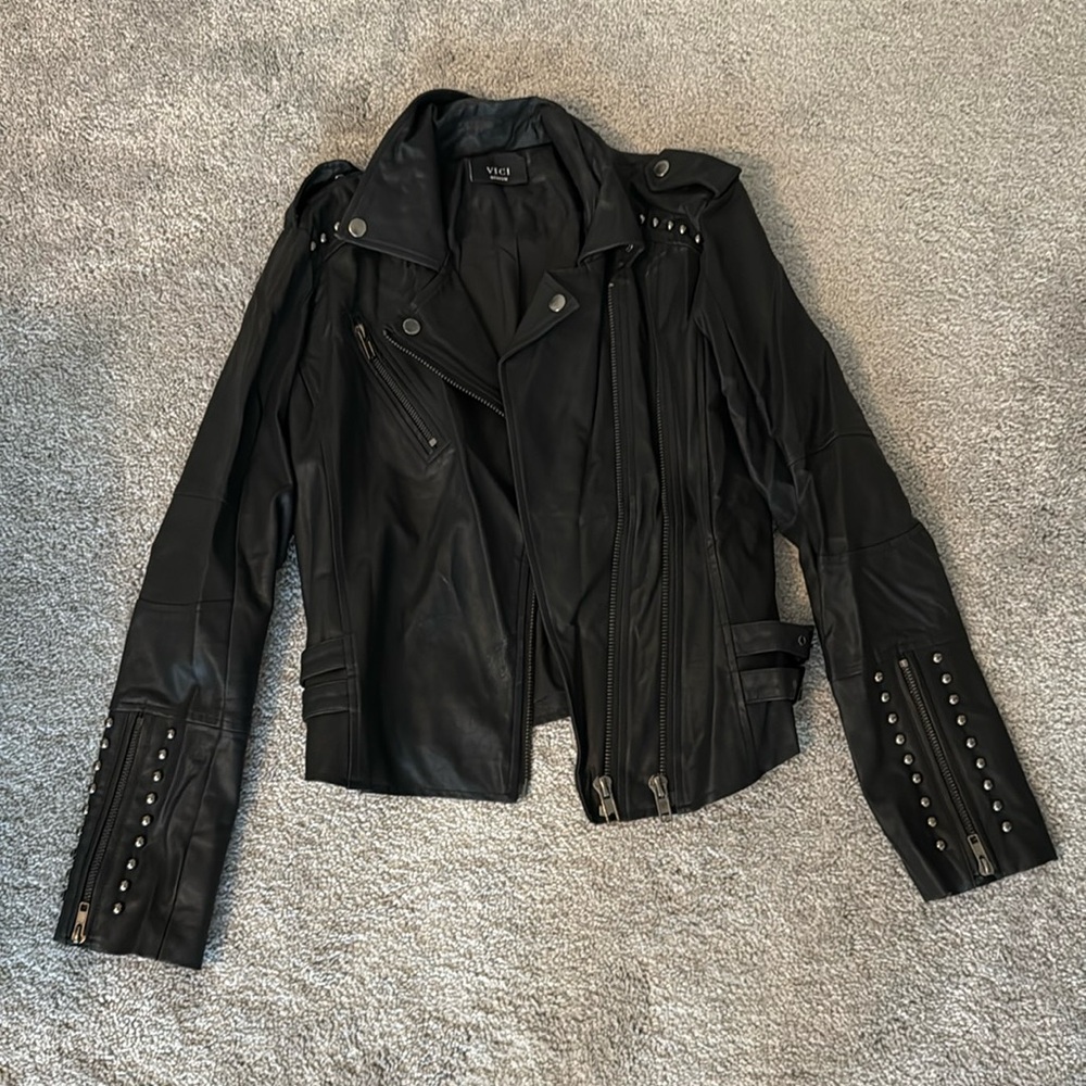 Vici leather studded jacket size medium